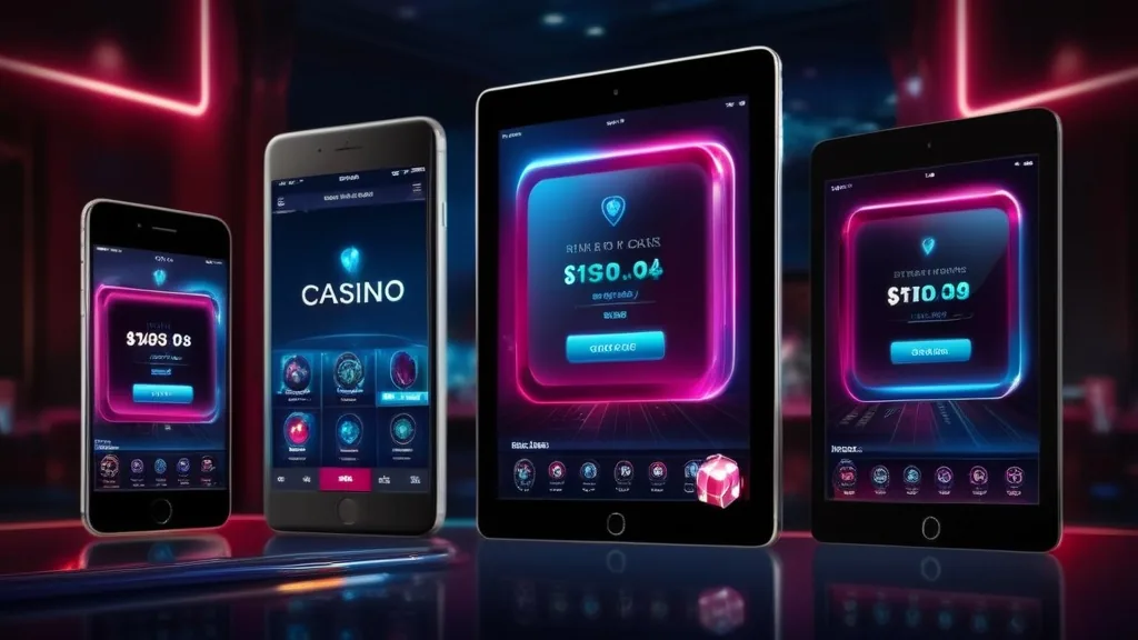 Verschiedene Smartphones zeigen die mobile Casino-Oberfläche