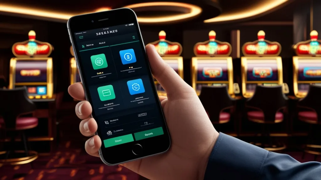 Mobiles Casino-Interface auf einem Smartphone im dunklen Licht