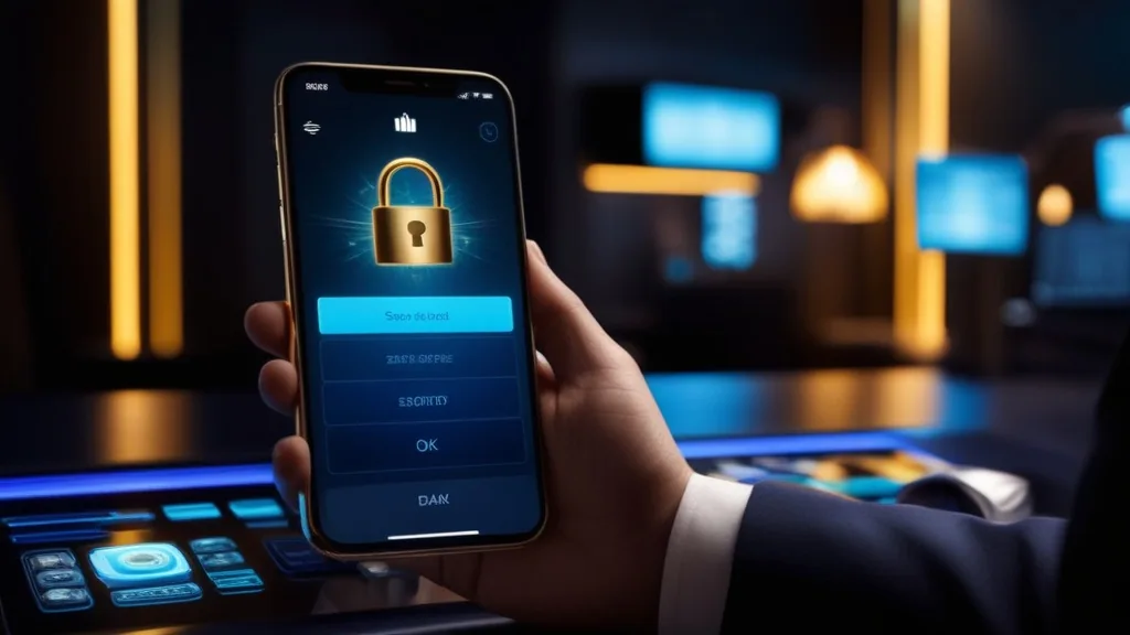 Smartphone mit sicherem Login in dunkler Casino-Optik