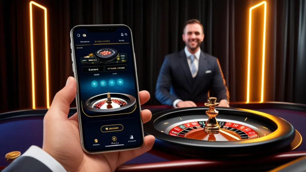Live-Dealer-Spiel auf dem Smartphone im Querformat mit klar sichtbarer Tischoberfläche