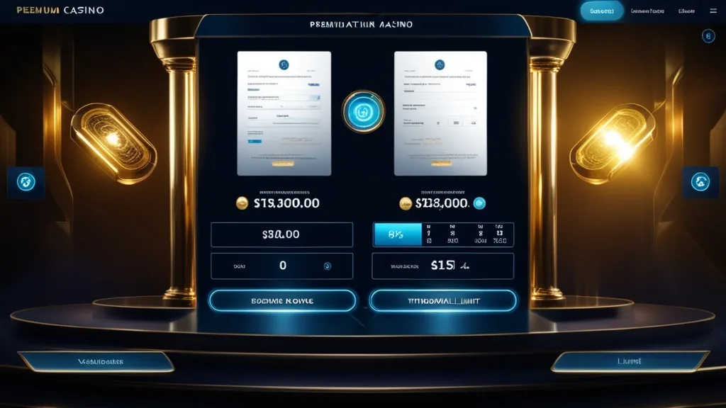Verifizierung, Bonusanzeige und Limits im dunklen Casino-Interface